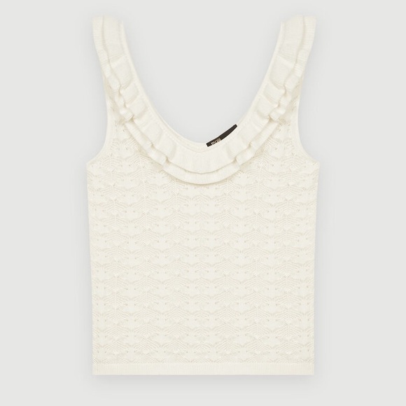 Maje Ruffle Pointelle Knit Tank - Picture 7 of 12